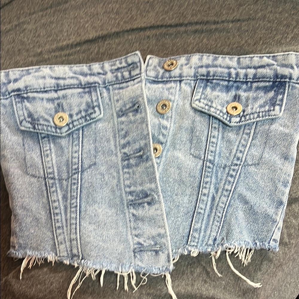 Beginning Boutique Blue Denim cropped top